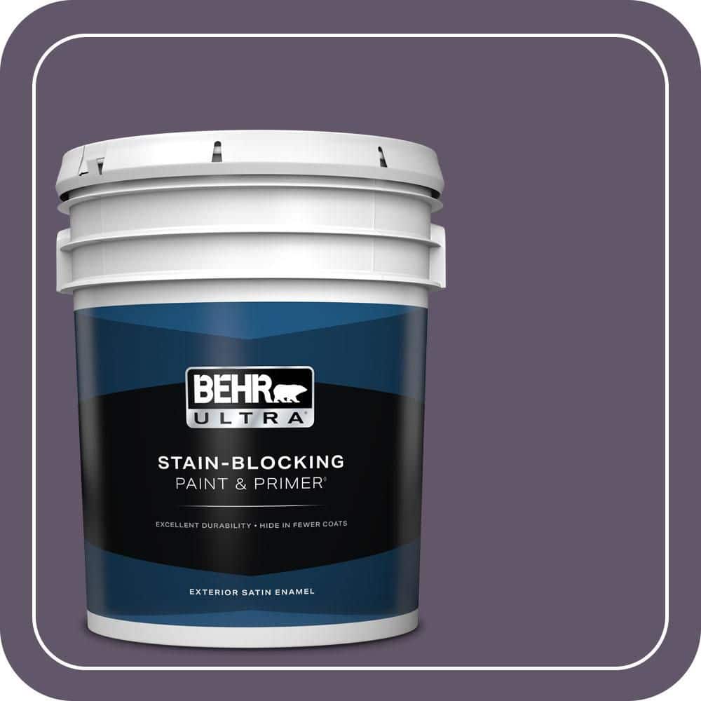 BEHR ULTRA 5 gal. #PPU17-04 Darkest Grape Satin Enamel Exterior Paint & Primer
