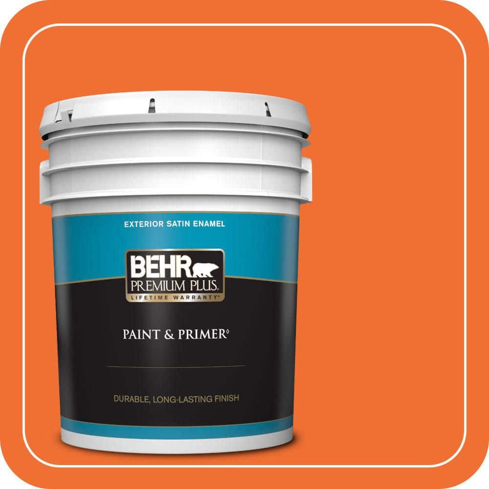 BEHR PREMIUM PLUS 5 gal. #S-G-240 Dragon Fire Satin Enamel Exterior Paint & Primer