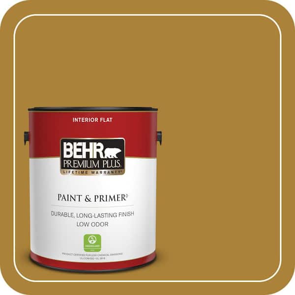 BEHR PREMIUM PLUS #340D-7 Golden Green Enamel Interior/Exterior Paint & Primer Color Sample (2)