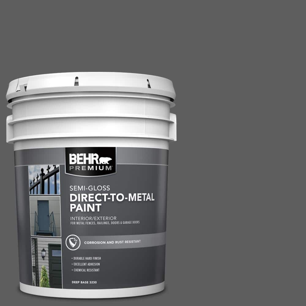 BEHR PREMIUM 5 gal. #N520-6 Asphalt Gray Semi-Gloss Direct to Metal Interior/Exterior Paint (1)