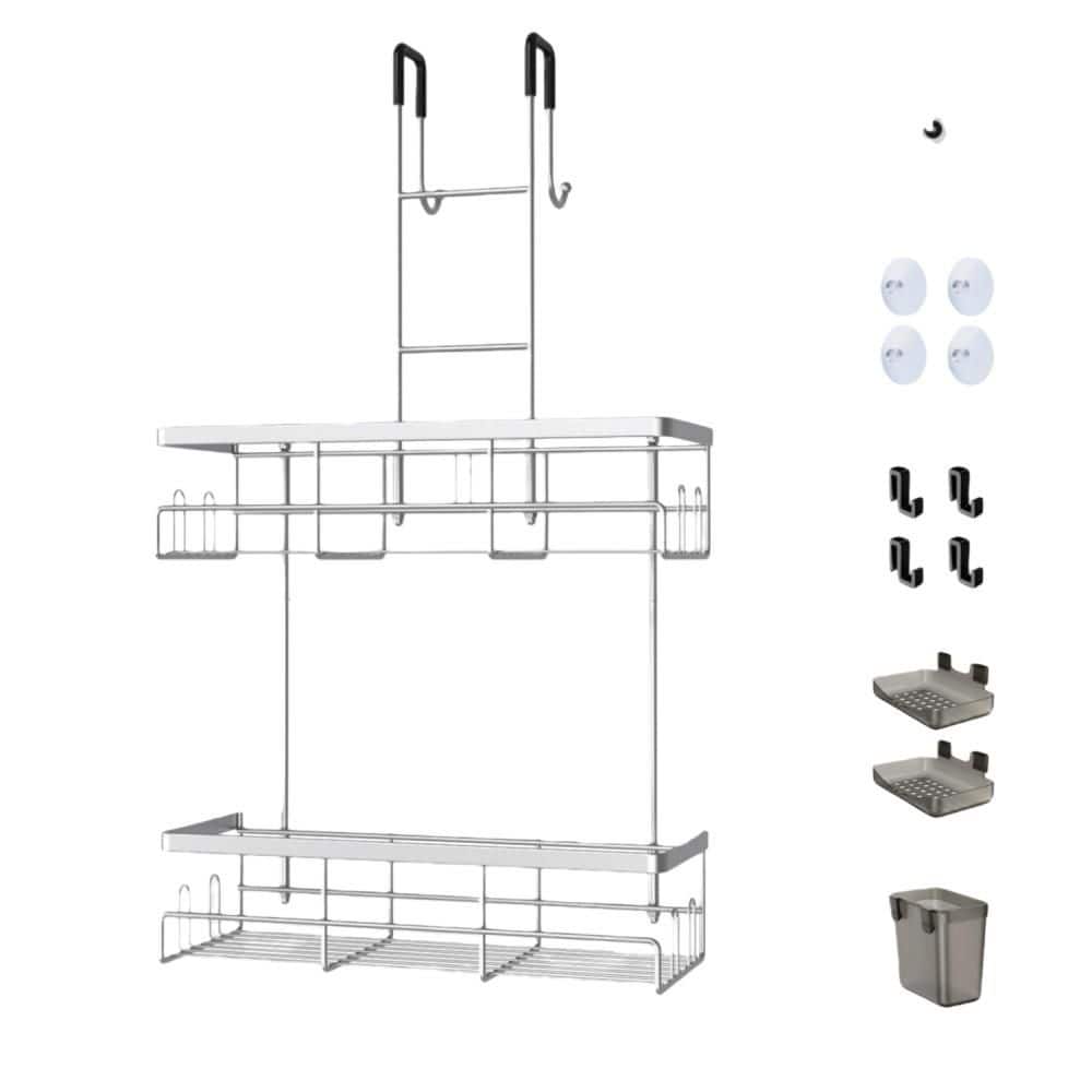 Numhew Over the Door Shower Caddy Hanging for Inside, Rustproof Hanging Shower Caddy for Shower Organizer, No Drilling, Silver (1)