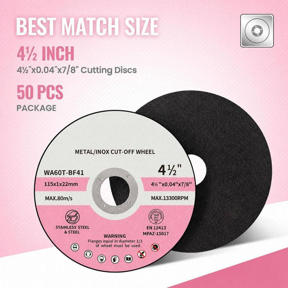 LAIFUCAM 50-pieces Aluminum Oxide Cut Off Wheels with Ultra-Thin Design for Angle Grinder Metal Cutting (50-Pack) (2)