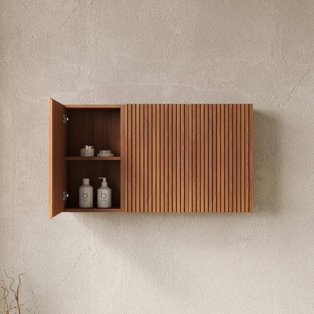 Staykiwi 41.34 in. W x 11.81 in. D x 23.62 in. H Wall-Mounted Bathroom Cabinet in Brown Oak with Three Doors (3)