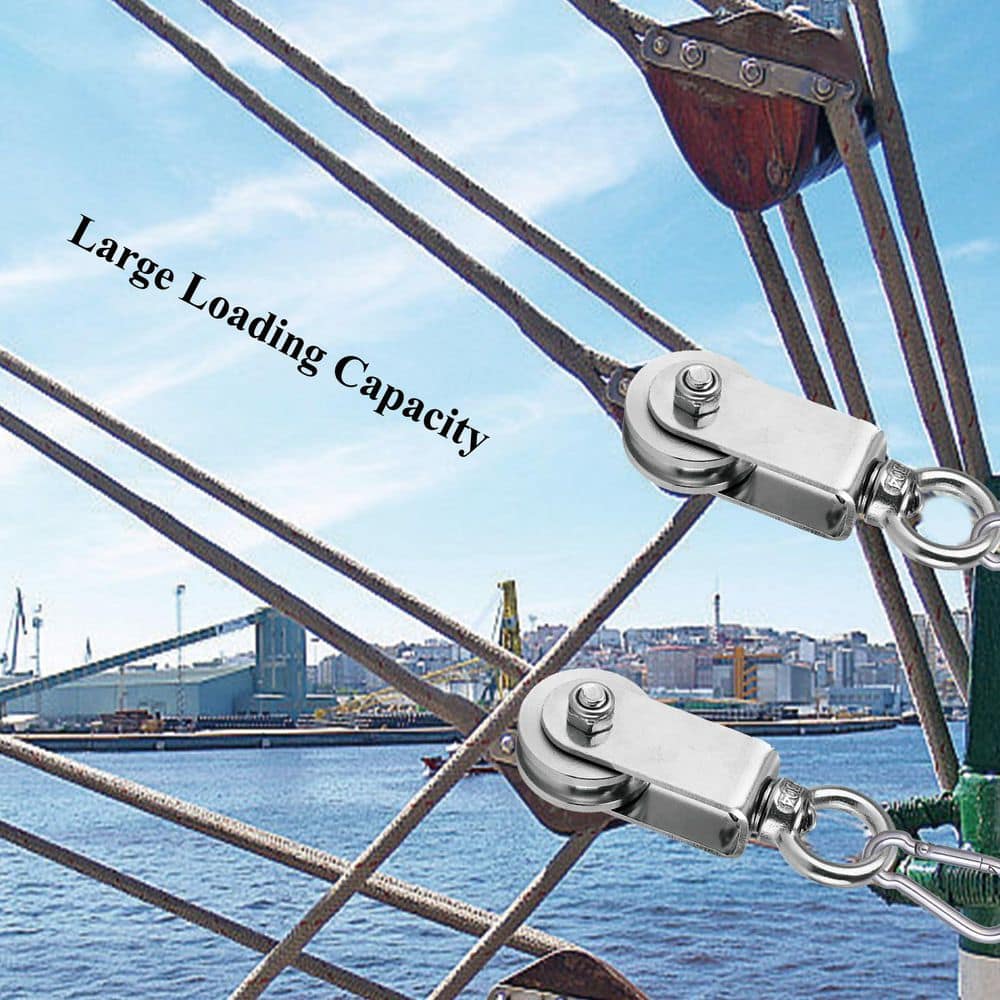 Unbranded 10 in. Flat Round Stainless Steel Swivel Roller Double Bearings Smooth Rotation Door Roller Assembly 2 Pieces (2)