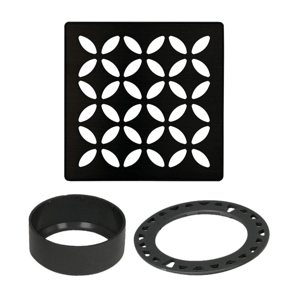 Schluter Kerdi-Drain 4 in. Matte Black Floral Drain Grate (2)