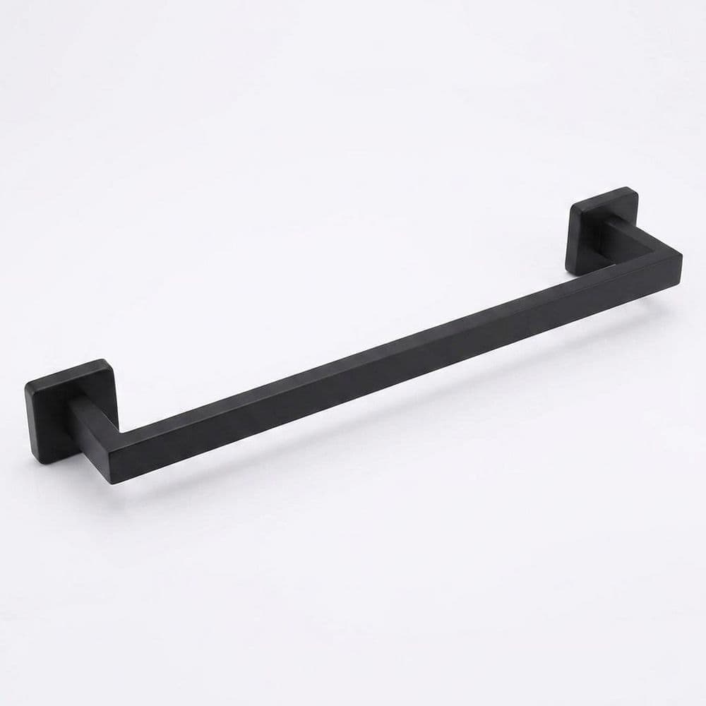 Unbranded 1-Piece Black Stainless Steel 20 in. Wall Mounted Square Base Heavy Duty Bathroom Towel Bar Rack Holder