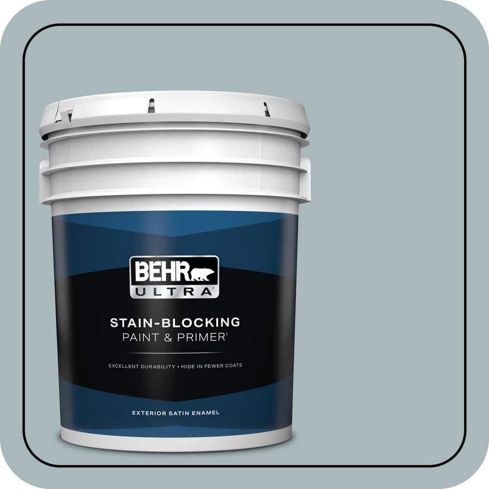 BEHR ULTRA 5 gal. #N470-3 Half Sea Fog Satin Enamel Exterior Paint & Primer