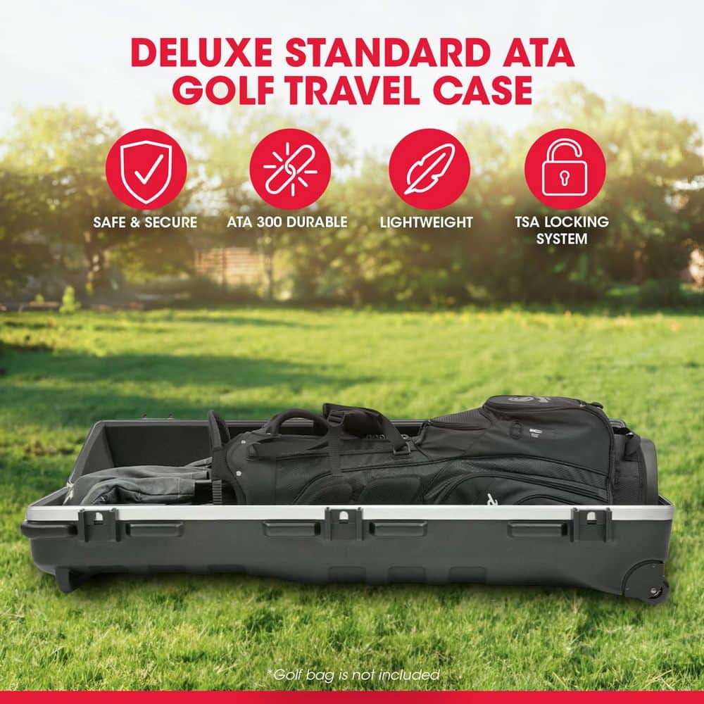 SKB Cases ATA Deluxe Standard Medium Hard Plastic Wheeled Golf Bag Travel Case (2)