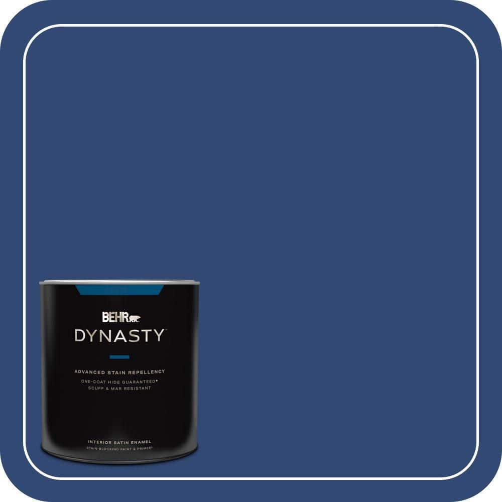 BEHR DYNASTY 1 qt. #S-H-580 Navy Blue Satin Enamel Interior Stain-Blocking Paint and Primer