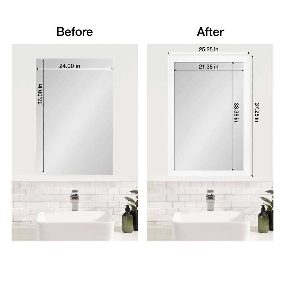Amanti Art Mirror Makeover Cabinet White Narrow 25.25 in. W x 37.25 in. H Bathroom Mirror Frame Border Kit-Fits a 24 x 36 Mirror (3)