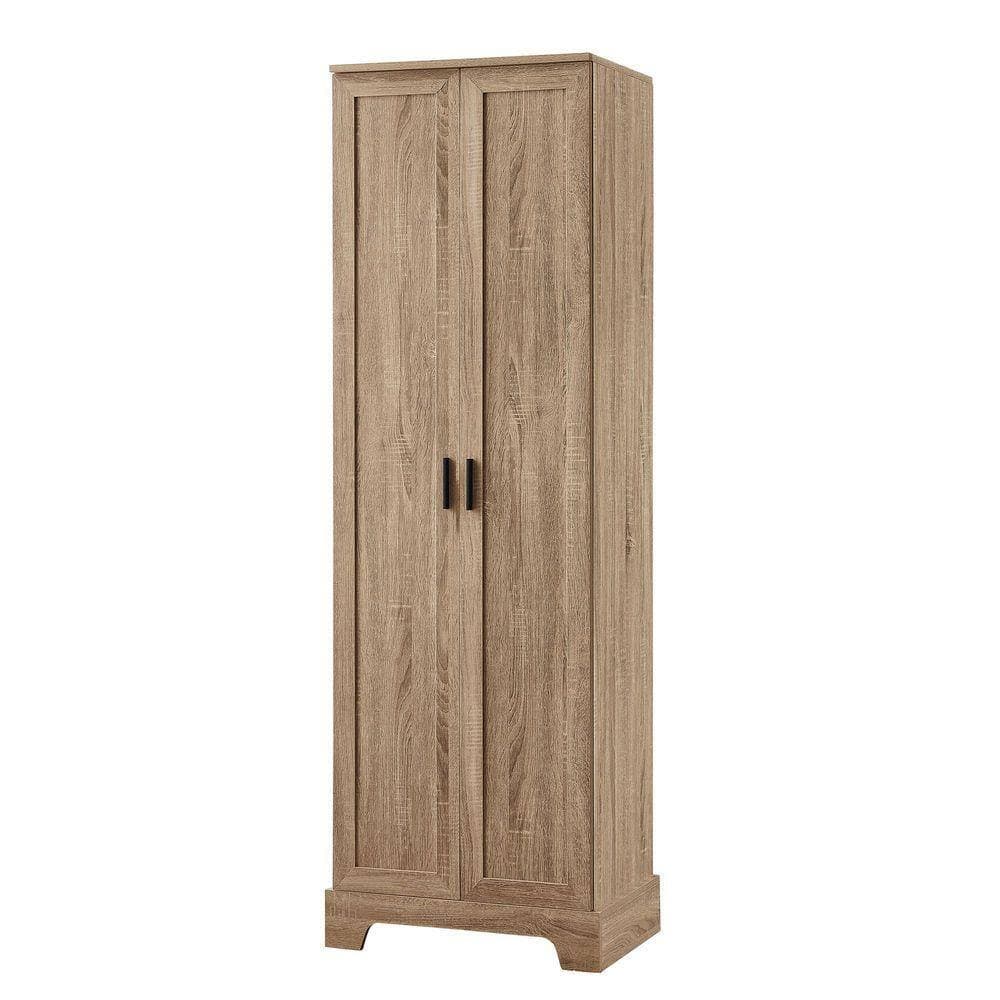 ZXDDMS 23 in. W x 17 in. D x 71 in. H Brown Linen Cabinet Bathroom Storage Linen Cabinet with Adjustable Shelf (2)