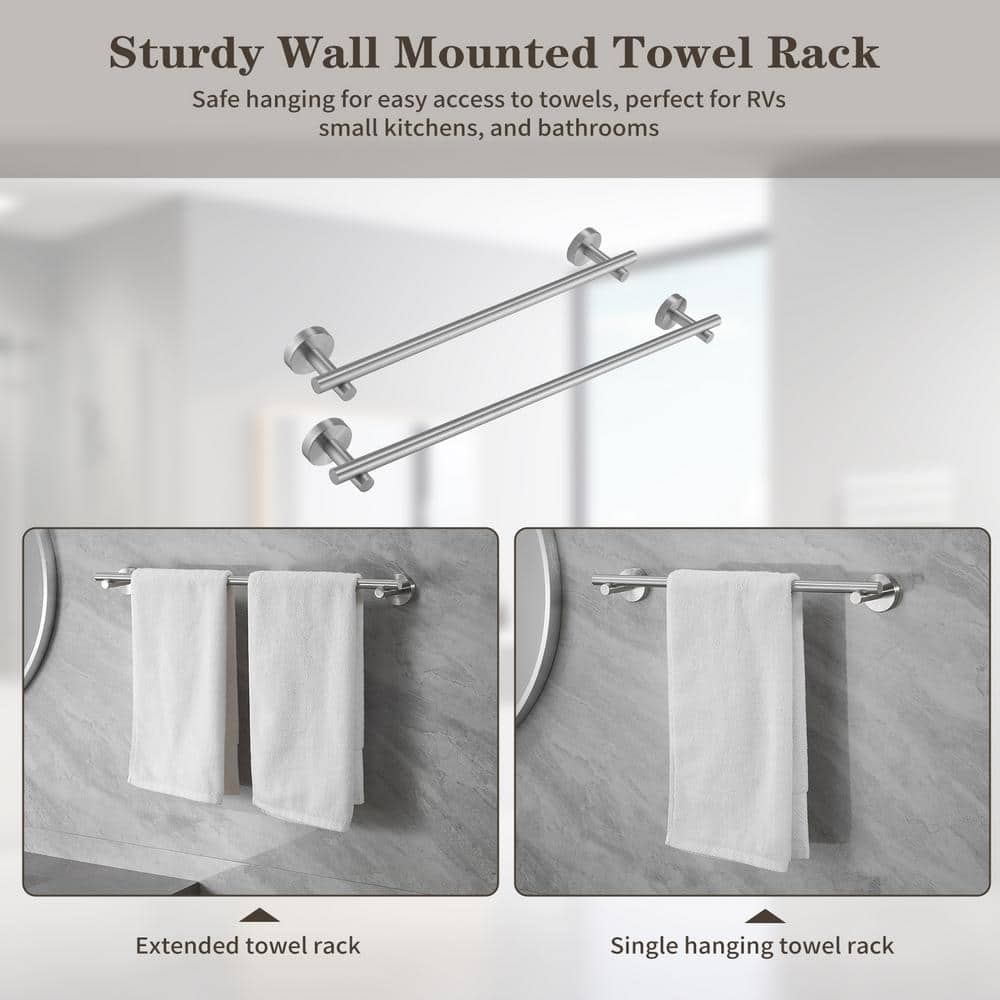 BWE Modern Bath Hardware Set with Towel Ring Toilet Paper Holder Towel Hook Towel Bar Wall Mount Brushed Nickel (3)