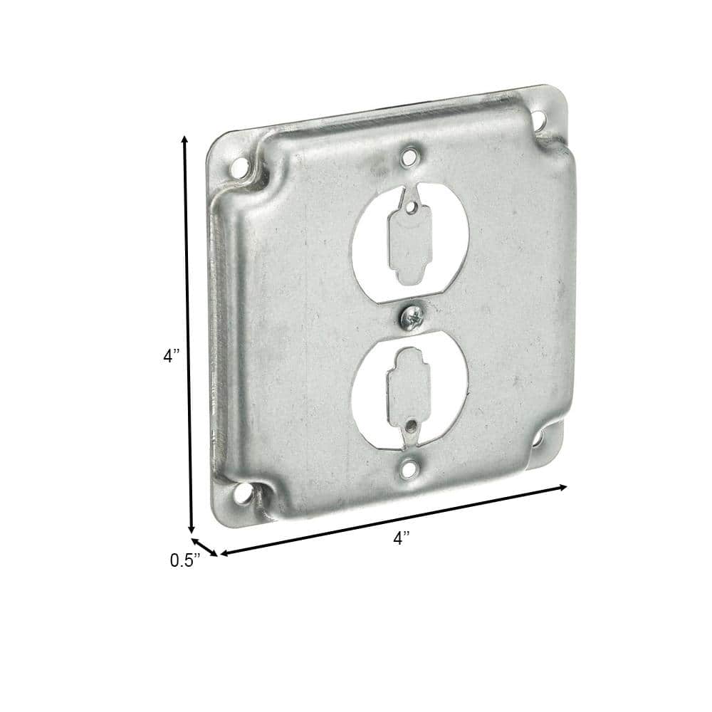 Steel City 1/2 in. Raised 4in. Square Single Duplex Receptacle Cover (RS12-10R) (3)