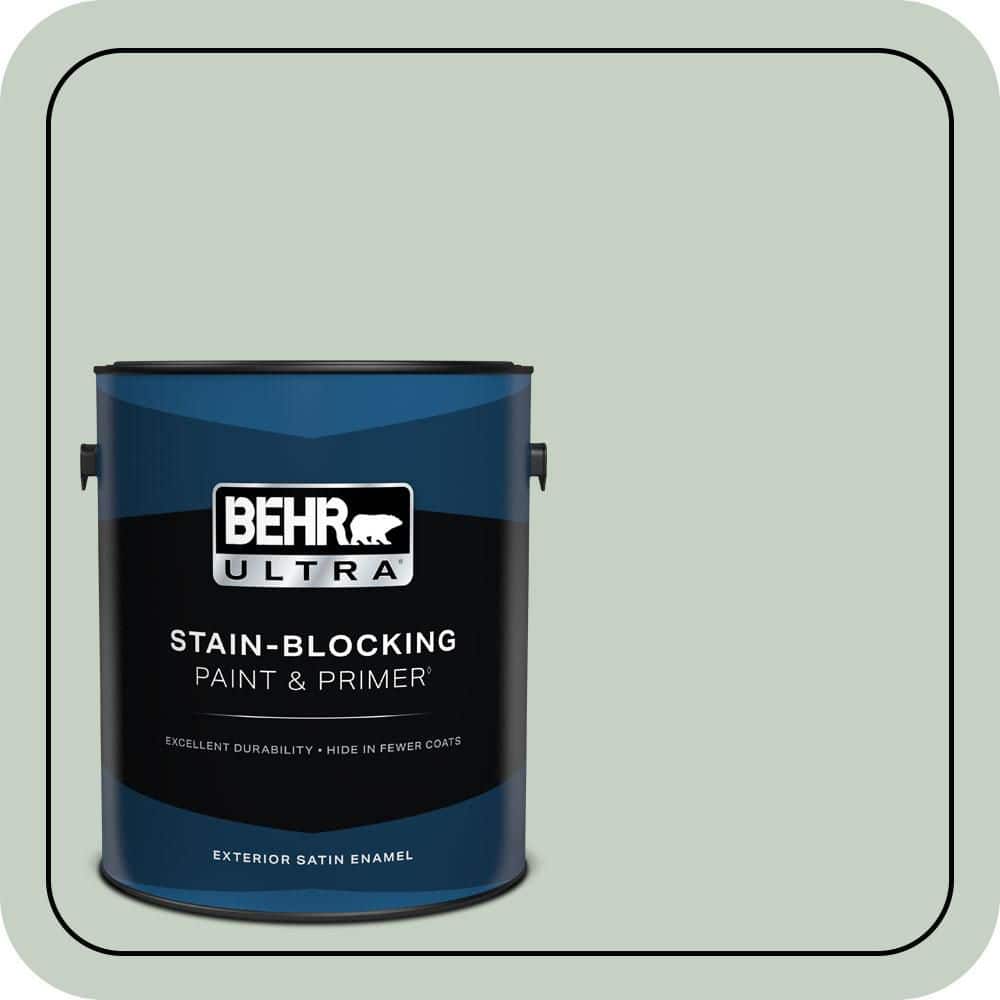 BEHR ULTRA 1 gal. #N400-2 Frosted Sage Satin Enamel Exterior Paint & Primer