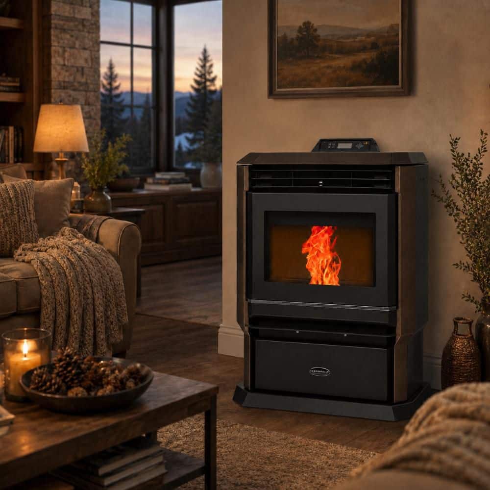 ComfortBilt 3,000 sq. ft.  Pellet Stove with a 51 lbs. Hopper in Bronze (3)