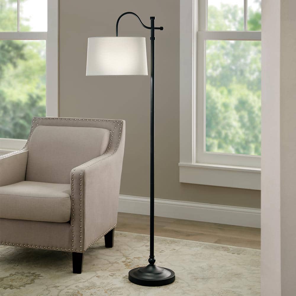 Hampton Bay Carver 58 in. Black Downbridge Floor Lamp (2)