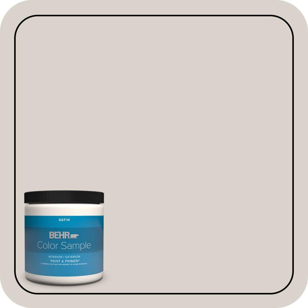 BEHR PREMIUM PLUS 8 oz. #N200-1 Moth Gray Satin Enamel Interior/Exterior Paint & Primer Color Sample (1)