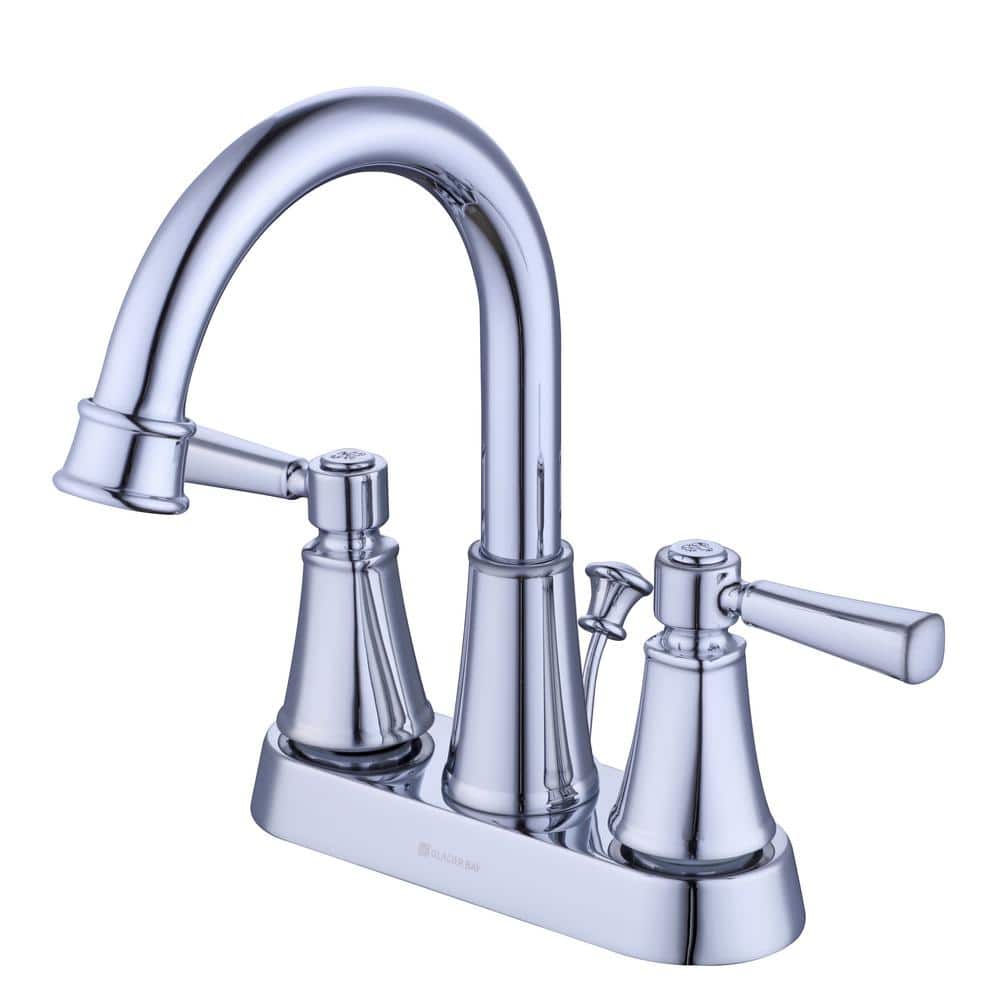 Glacier Bay Melina 4 in. Centerset Double Handle High-Arc Bathroom Faucet in Chrome (2)