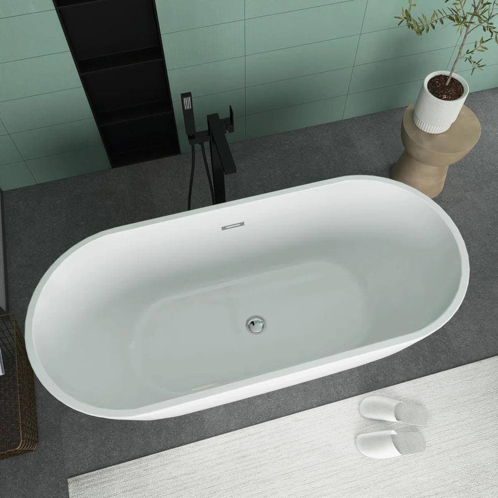 JimsMaison 67 in. x 30 in. Acrylic Freestanding Soaking Bathtub in Glossy White (3)