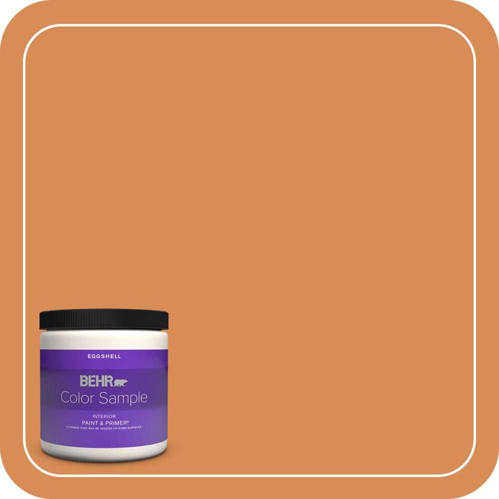 BEHR PREMIUM PLUS 8 oz. #PMD-80 Spiced Pumpkin Eggshell Enamel Interior Paint & Primer Color Sample