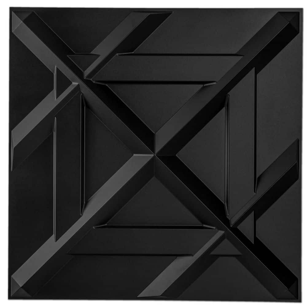 Art3dwallpanels 1/16 in. x 19.7 in. x 19.7 in. Black 3D PVC Wall Panel, Decorative Wall Tile in (32 sq. ft./Box)