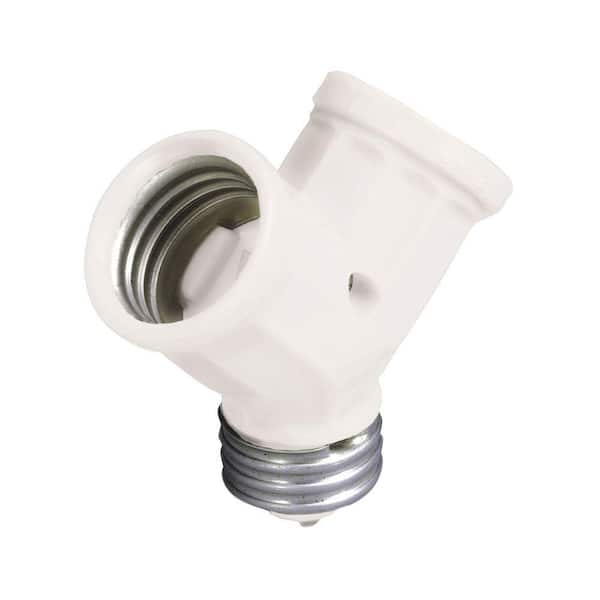 Leviton 660-Watt Keyless Twin-Socket Lamp Holder Adapter 128-W