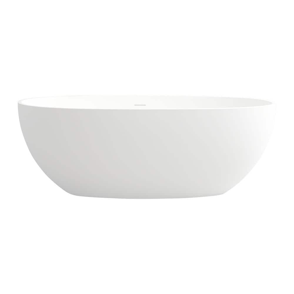 Unbranded Stone Resin Flatbottom Solid Surface Freestanding Double Ended Soaking Bathtub with Drain (1)
