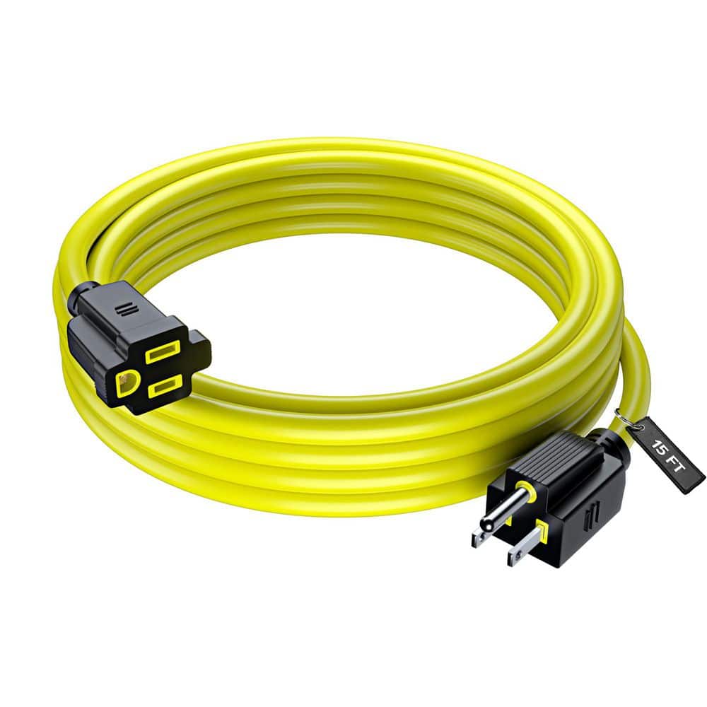 MAXIMM 15 ft. 16 / 3 Light Duty Indoor Extension Cord 13 Amps Yellow (1)