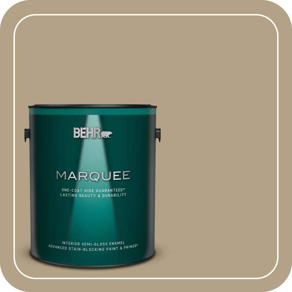 BEHR MARQUEE 1 gal. #PPU8-07 Chamois Tan One-Coat Hide Semi-Gloss Enamel Interior Paint & Primer (1)