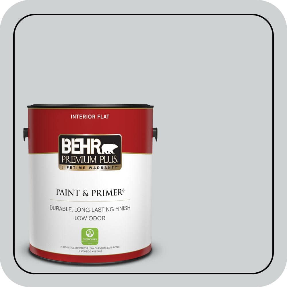 BEHR PREMIUM PLUS 1 gal. #N510-1 Silver Shadow Flat Low Odor Interior Paint & Primer (1)