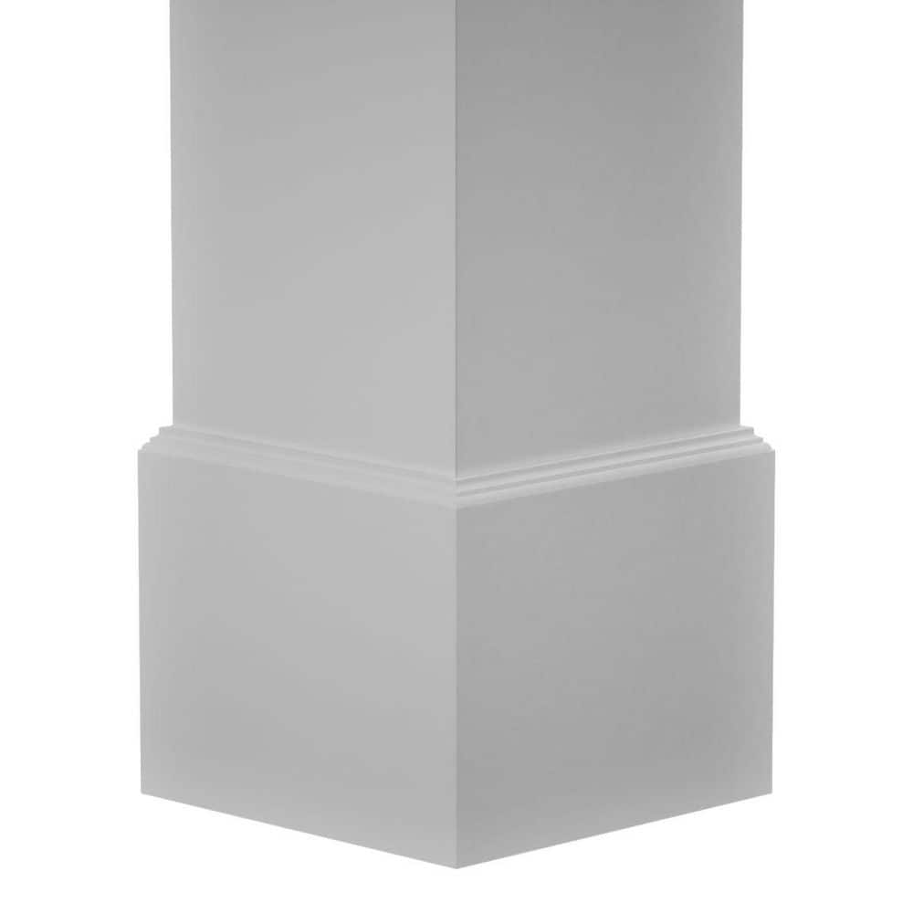 Ekena Millwork 11-5/8 in. x 9 ft. Premium Square Non-Tapered Smooth PVC Column Wrap Kit, Standard Capital and Base (3)