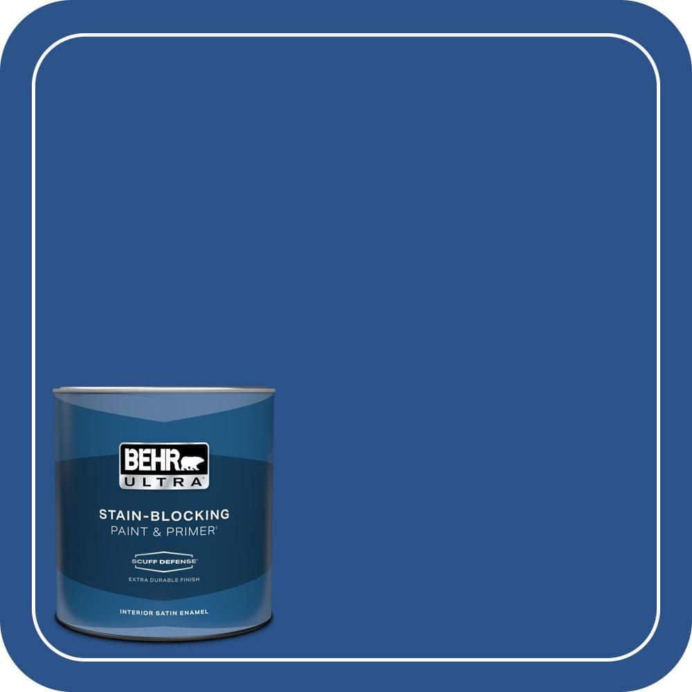 BEHR ULTRA 1 qt. #P520-7 Flashy Sapphire Extra Durable Satin Enamel Interior Paint & Primer
