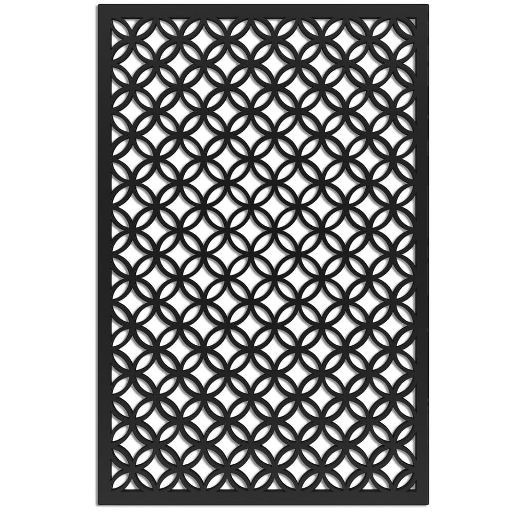 Acurio Latticeworks Moors Circle 4 ft. x 32 in. Black Vinyl Decorative Screen Panel