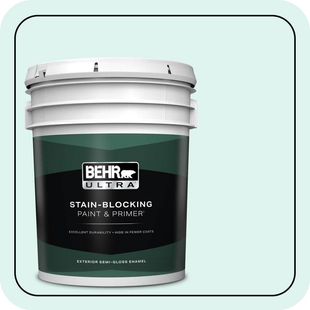 BEHR ULTRA 5 gal. #500A-1 Glacier Bay Semi-Gloss Enamel Exterior Paint & Primer