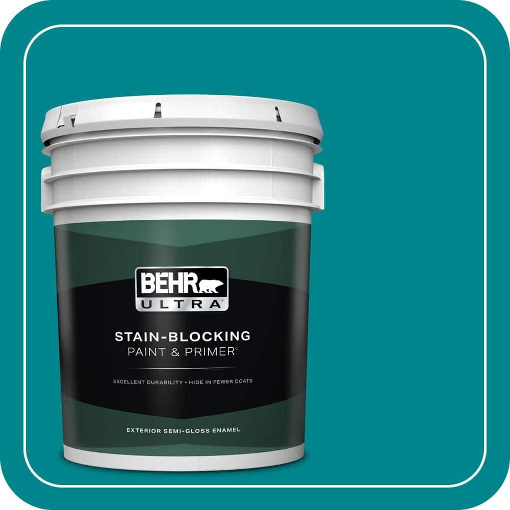 BEHR ULTRA 5 gal. #500B-7 Tucson Teal Semi-Gloss Enamel Exterior Paint & Primer
