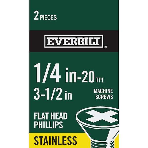 Everbilt 1/4 in.-20 x 3-1/2 in. Phillips Flat-Head Machine Screws (2-Pack) (2)