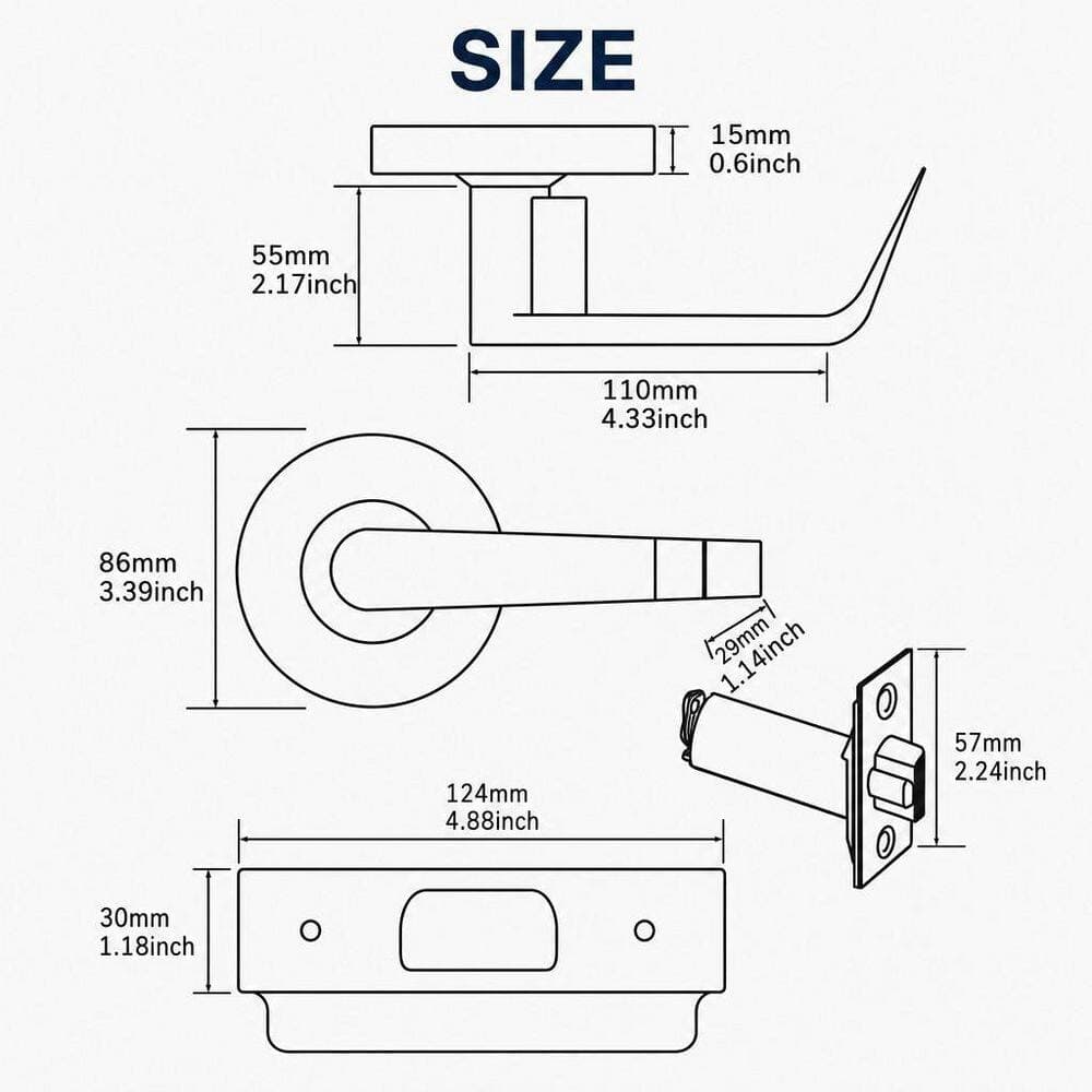 Wudkey 2-Piece Commercial Door Locks in Chrome, Heavy Duty Grade 2 Lever for Commercial Bathroom, Included Non-Handed (2)