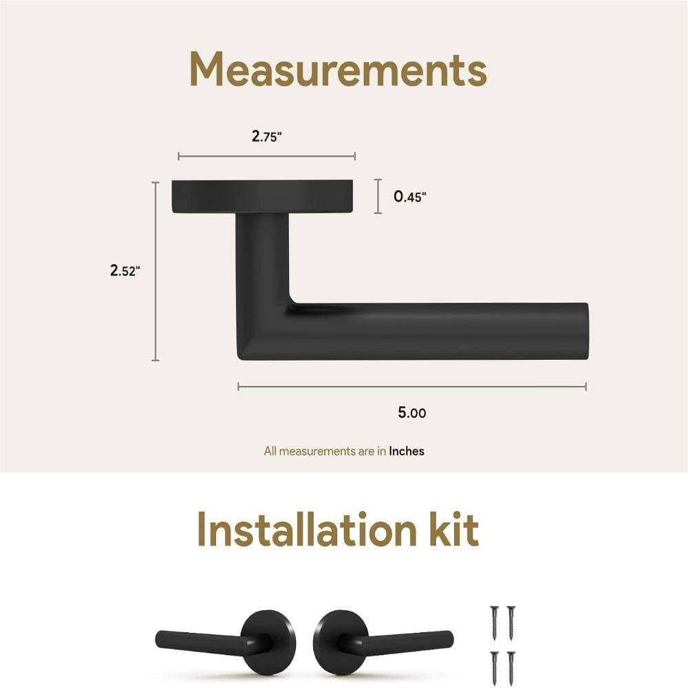 Mega Handles Ronn Dummy Door Handles - 6 Pack, Matte Black (3)