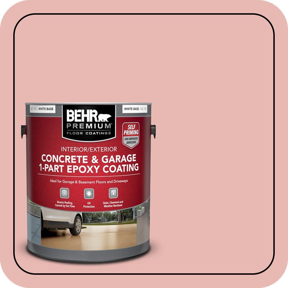BEHR PREMIUM 1 gal. #MQ4-04 Noble Blush Self-Priming 1-Part Epoxy Satin Interior/Exterior Concrete and Garage Floor Paint