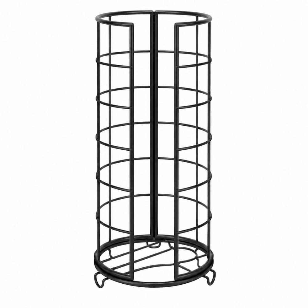 KHKFY Free Standing Toilet Paper Organizer Stand with Rustproof Metal Base and Matte Black Finish for 3 Rolls