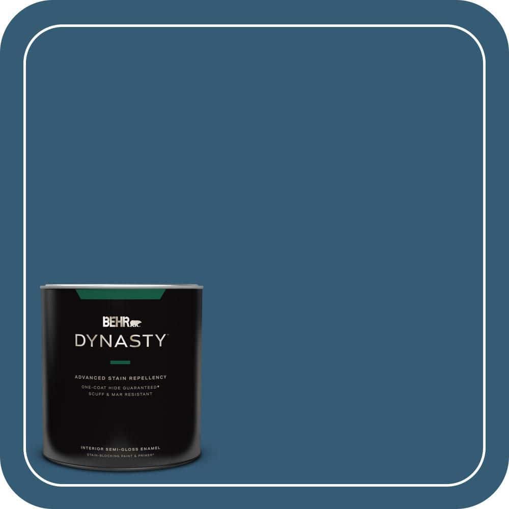 BEHR DYNASTY 1 qt. #M490-7 Shasta Lake One-Coat Hide Semi-Gloss Enamel Interior Stain-Blocking Paint and Primer