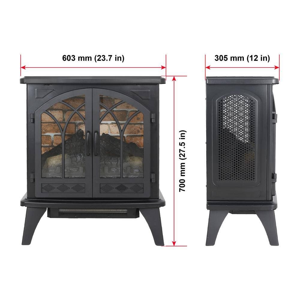 Clihome 24 in. Freestanding 3D Flame Infrared Quartz Electric Fireplace in Black with Remote Control (2)
