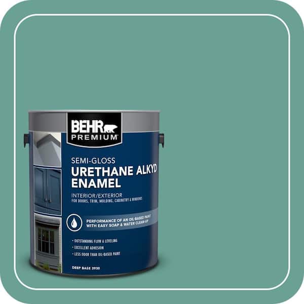 BEHR PREMIUM 1 gal. #T17-15 Jade Dragon Urethane Alkyd Semi-Gloss Enamel Interior/Exterior Paint (2)