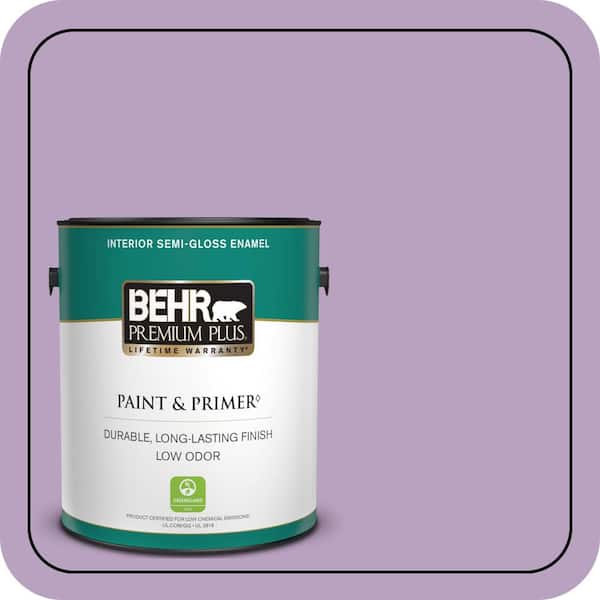BEHR PREMIUM PLUS 1 gal. #660D-4 Lilac Rose Semi-Gloss Enamel Low Odor Interior Paint & Primer (2)