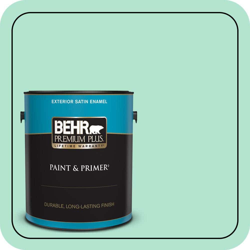 BEHR PREMIUM PLUS 1 gal. #P420-2 Crystal Rapids Satin Enamel Exterior Paint & Primer
