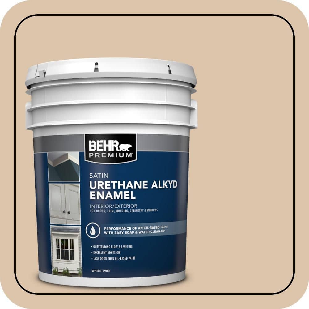 BEHR PREMIUM 5 gal. #PPU4-08 Plateau Urethane Alkyd Satin Enamel Interior/Exterior Paint