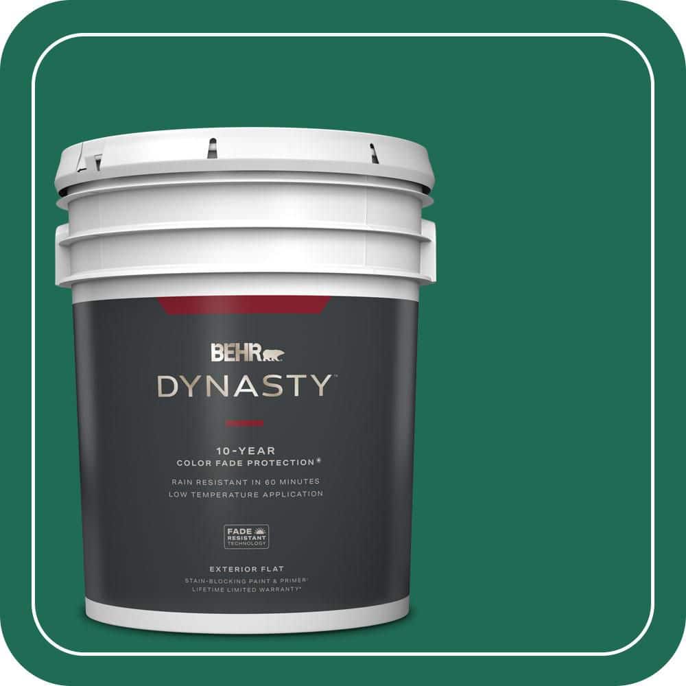BEHR DYNASTY 5 gal. #P430-7 Sparkling Emerald Flat Exterior Stain-Blocking Paint & Primer