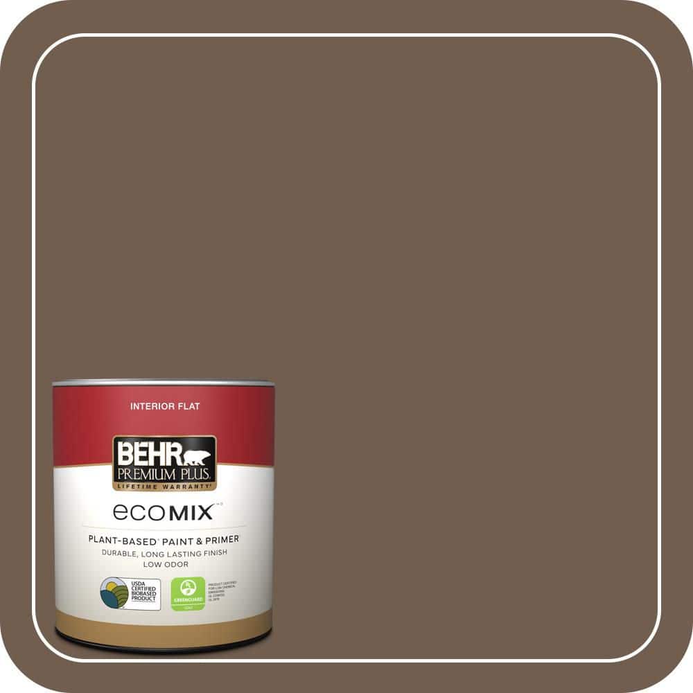BEHR PREMIUM PLUS 1 qt. #PPF-52 Rich Brown Flat EcoMix Plant-Based Interior Paint & Primer (1)