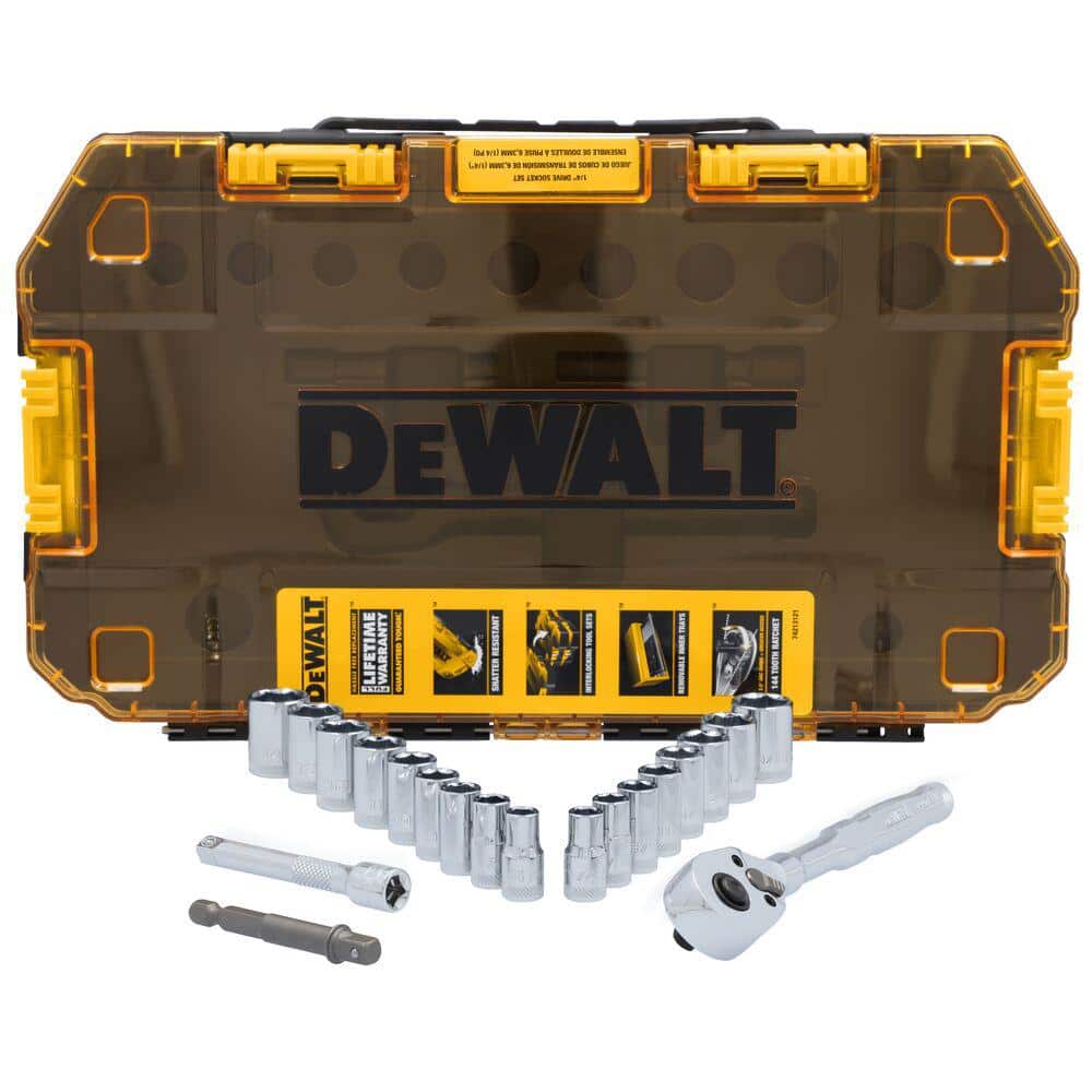 DEWALT TOUGHSERIES 1/4 in. Drive SAE/Metric Ratchet and Socket Set (20-Piece) with TOUGHBOX Case (1)