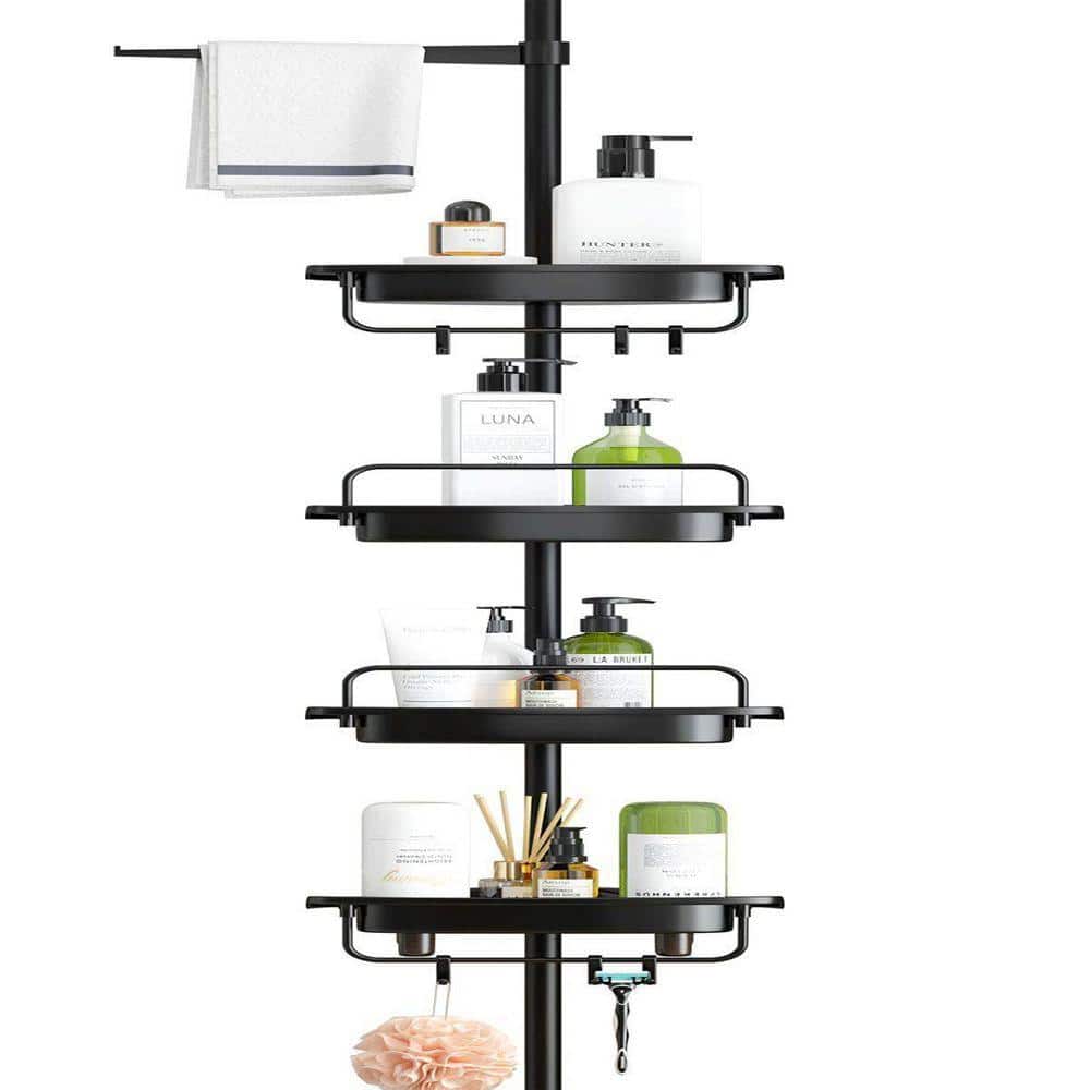 Dracelo Black 4-Tier Adjustable Shelves Shower Caddy Corner for Bathroom, Bathtub Storage Organizer for Shampoo Accessories